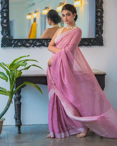Pink Banarasi Georgette Silk