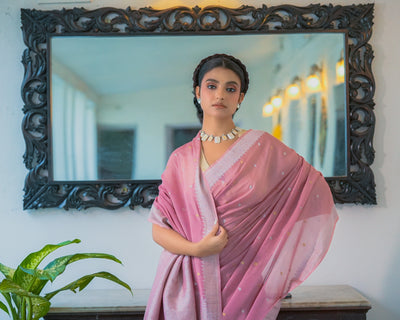 Pink Banarasi Georgette Silk