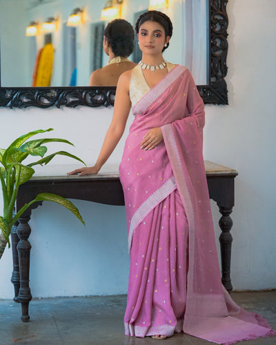 Pink Banarasi Georgette Silk
