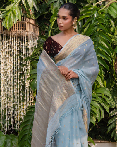 Blue Banarasi Georgette Silk