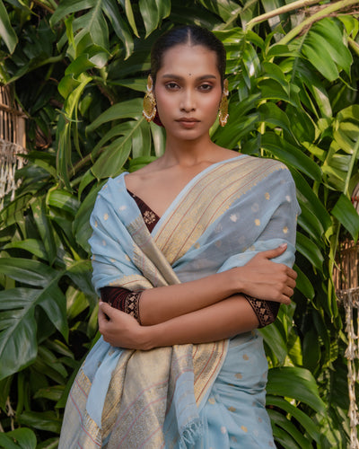 Blue Banarasi Georgette Silk