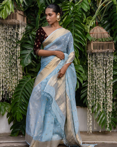 Blue Banarasi Georgette Silk