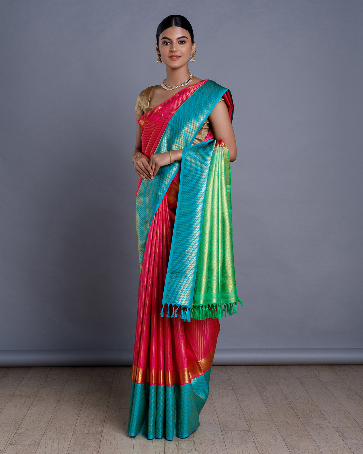 Pink Handloom Kanchivaram Saree