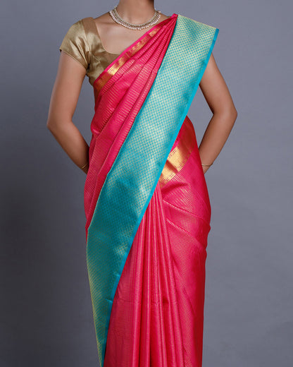 Pink Handloom Kanchivaram Saree