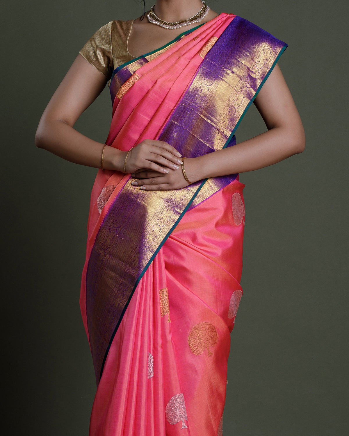 Pink Kanchivaram Handloom Silk Saree