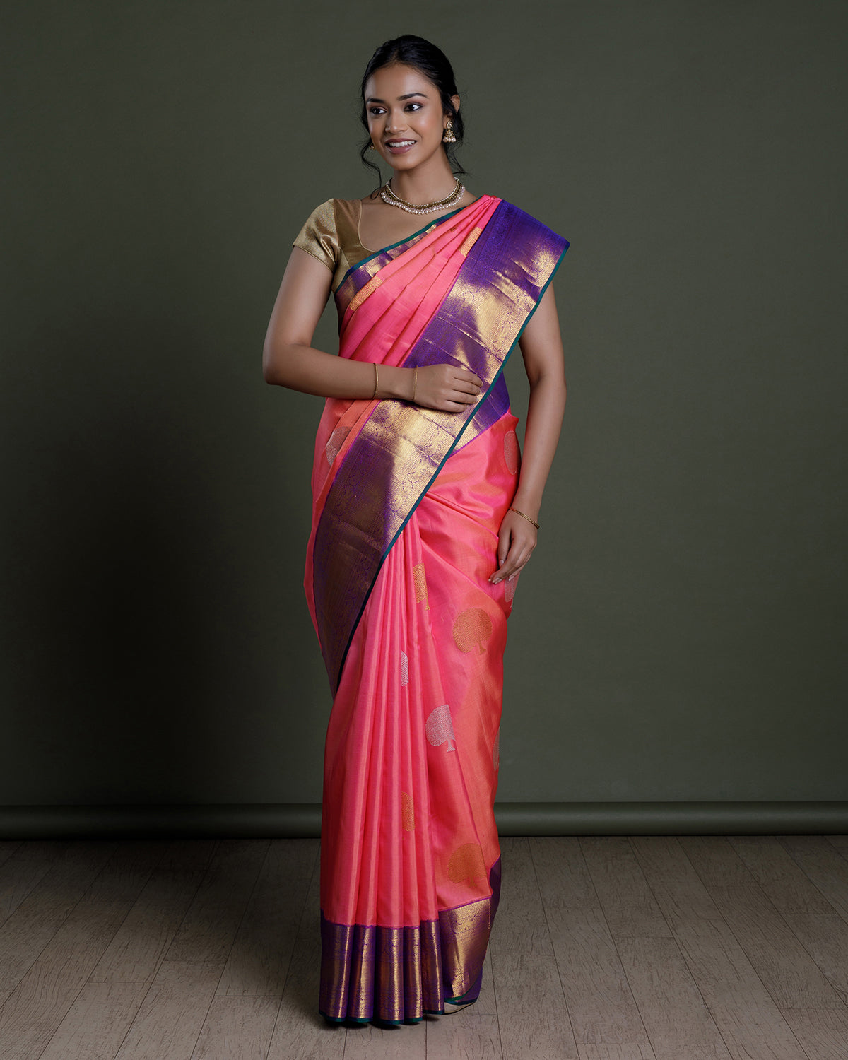 Pink Kanchivaram Handloom Silk Saree