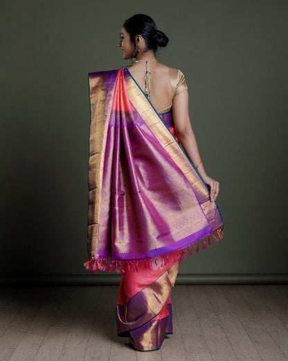 Pink Kanchivaram Handloom Silk Saree
