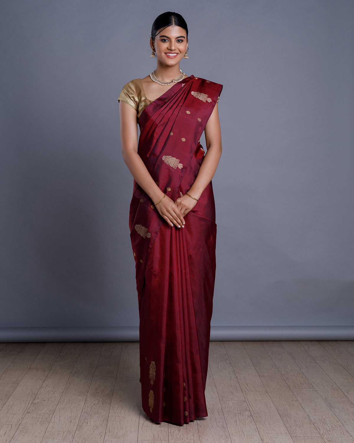 Maroon Kanchivaram Handloom Silk Saree