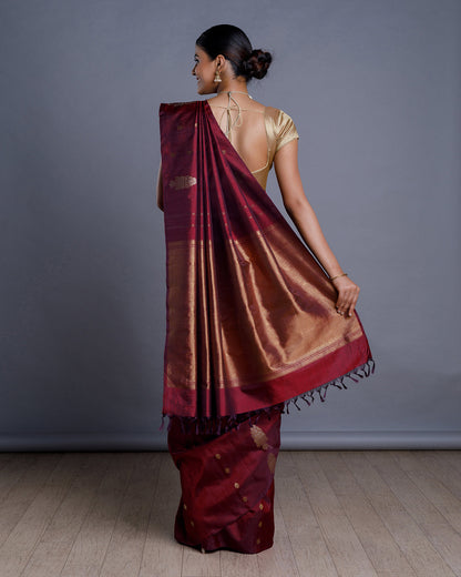 Maroon Kanchivaram Handloom Silk Saree