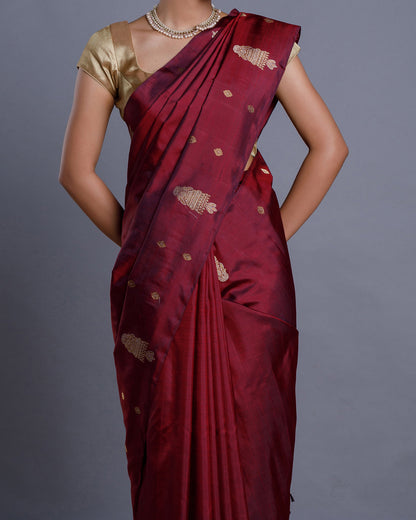 Maroon Kanchivaram Handloom Silk Saree