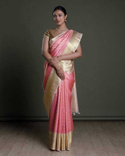 Light Pink Kanchivaram Handloom Silk Saree