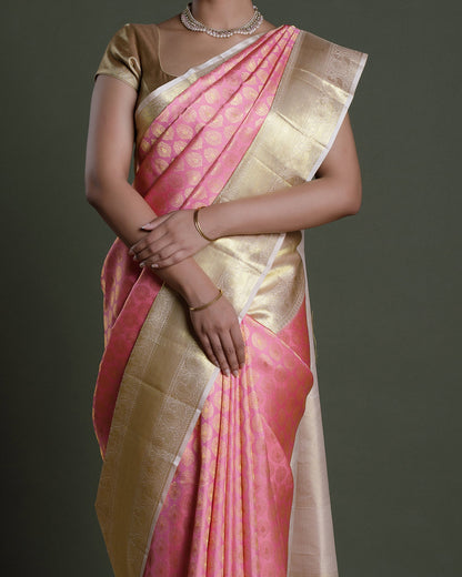 Light Pink Kanchivaram Handloom Silk Saree