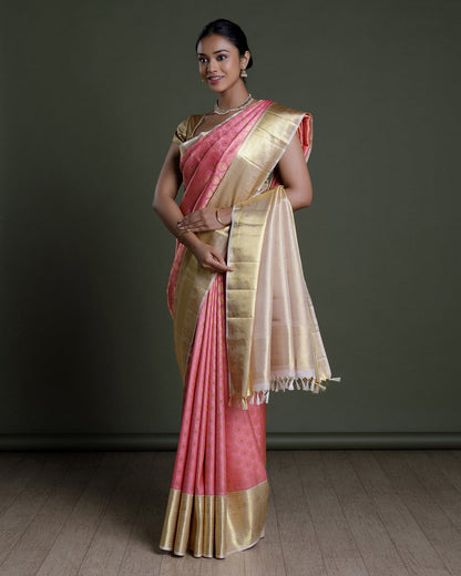 Light Pink Kanchivaram Handloom Silk Saree