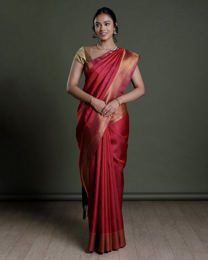 Marron Kanchivaram Handloom Silk Saree