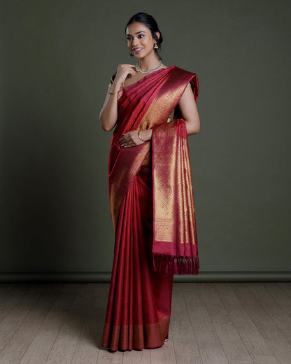 Marron Kanchivaram Handloom Silk Saree