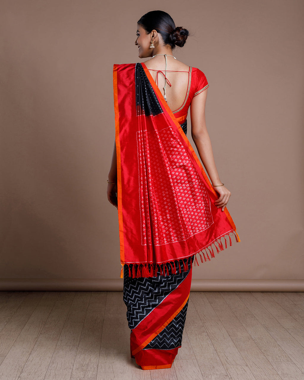 Black Ikkat Silk Saree