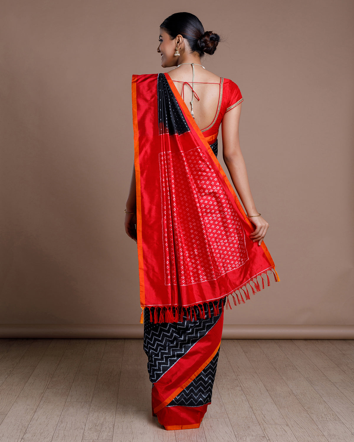 Black Ikkat Silk Saree