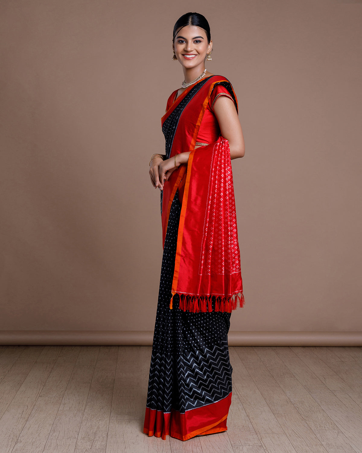 Black Ikkat Silk Saree