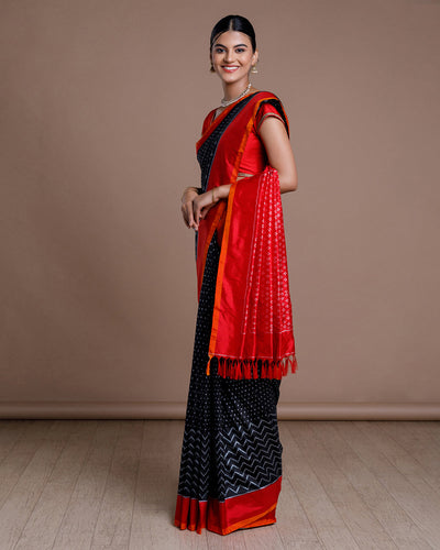 Black Ikkat Silk Saree