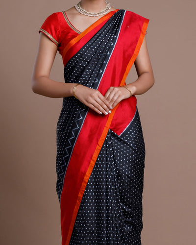 Black Ikkat Silk Saree