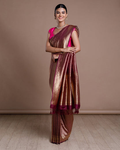 Purple Banaras Handloom Silk Saree