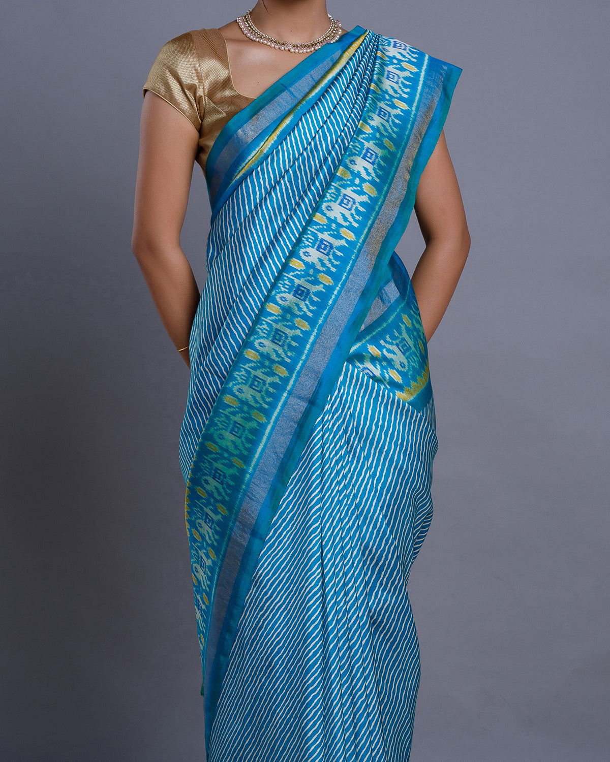 Blue Ikkat Handloom Silk Saree