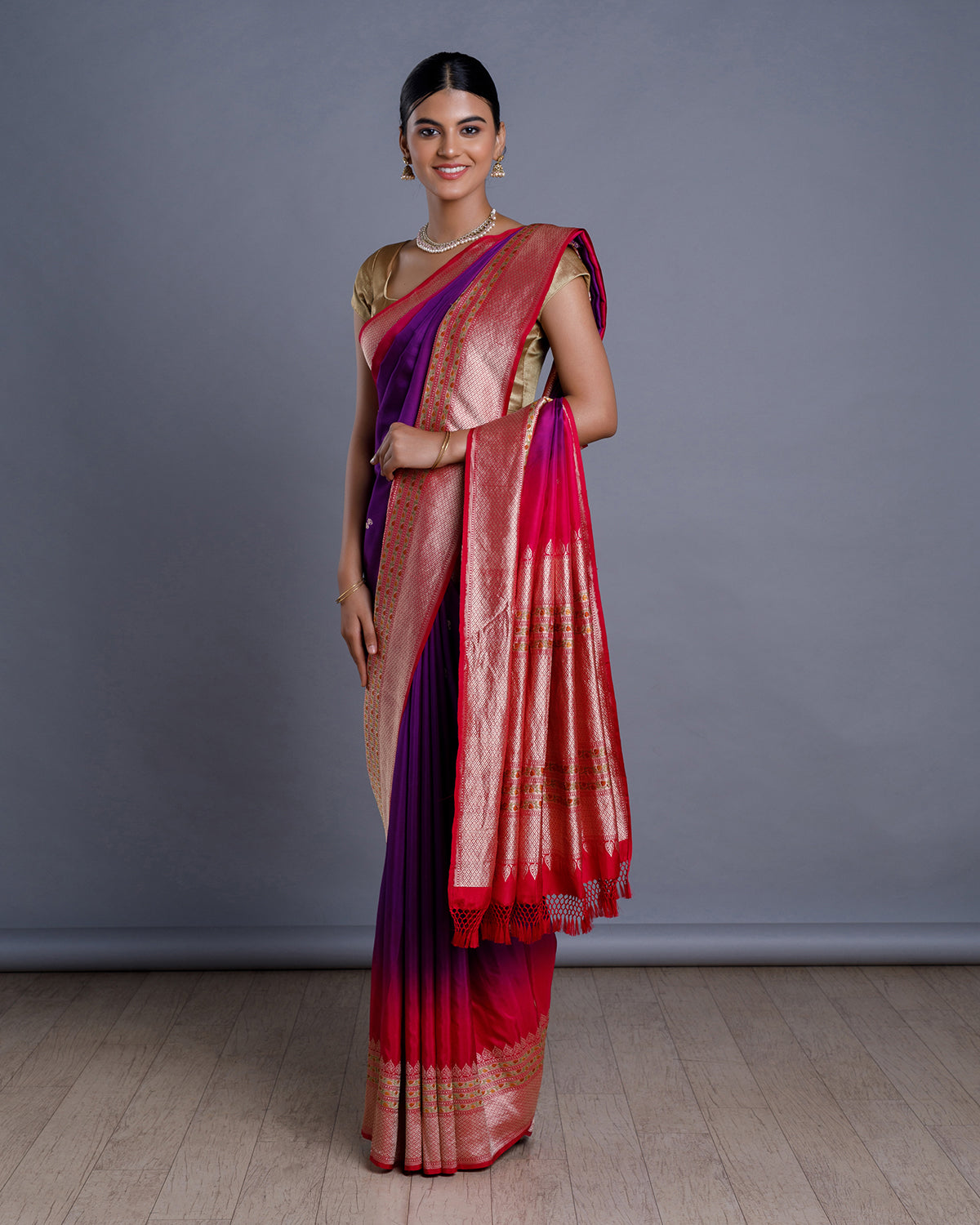 Magenta Banarasi Handloom Silk Saree