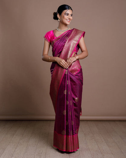 Magenta Banaras Handloom Silk Saree