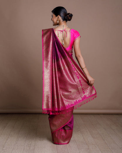 Magenta Banaras Handloom Silk Saree