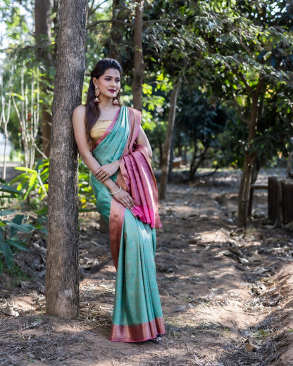 Sea Green Crape Silk Saree