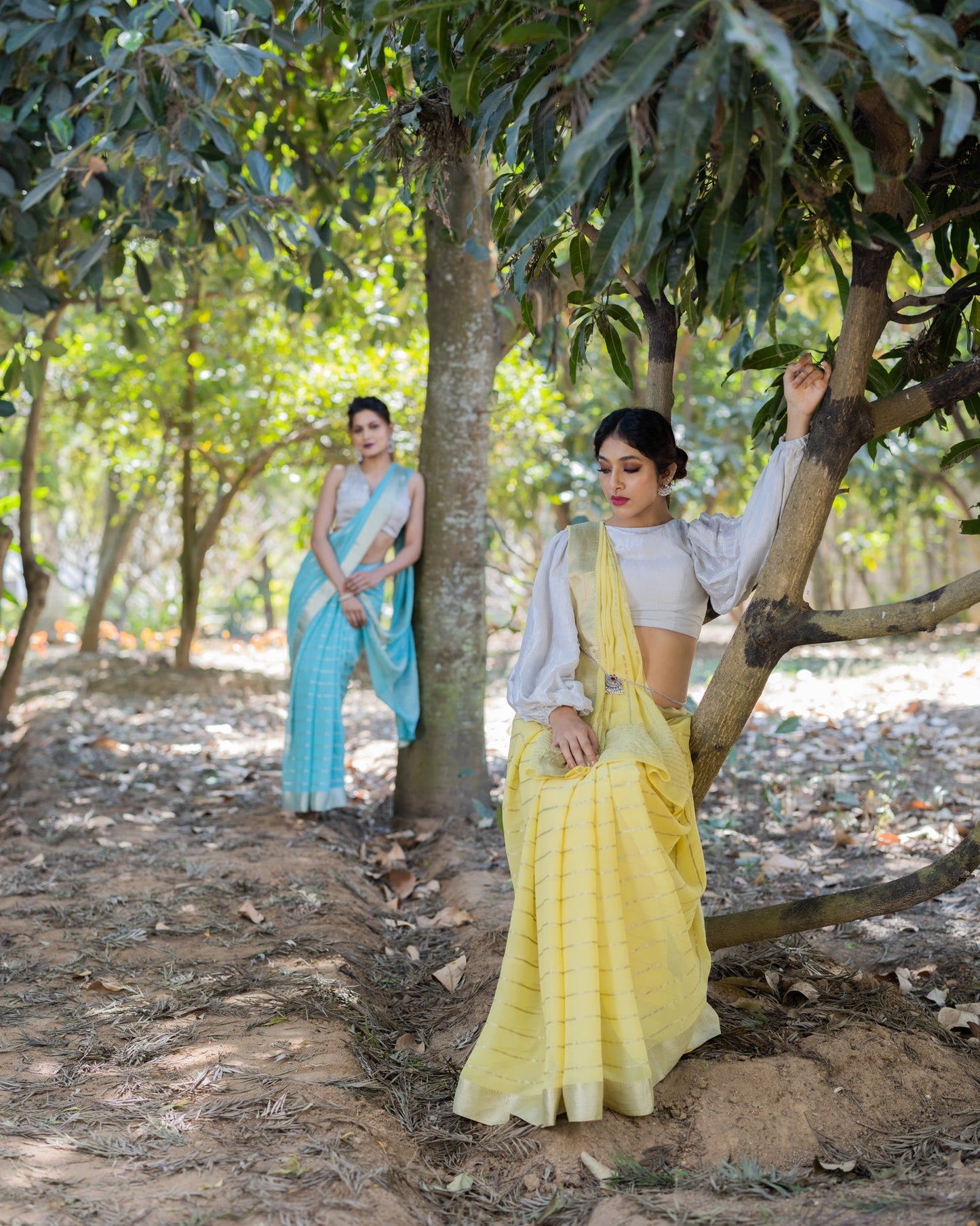 Yellow Georgette Silk Saree