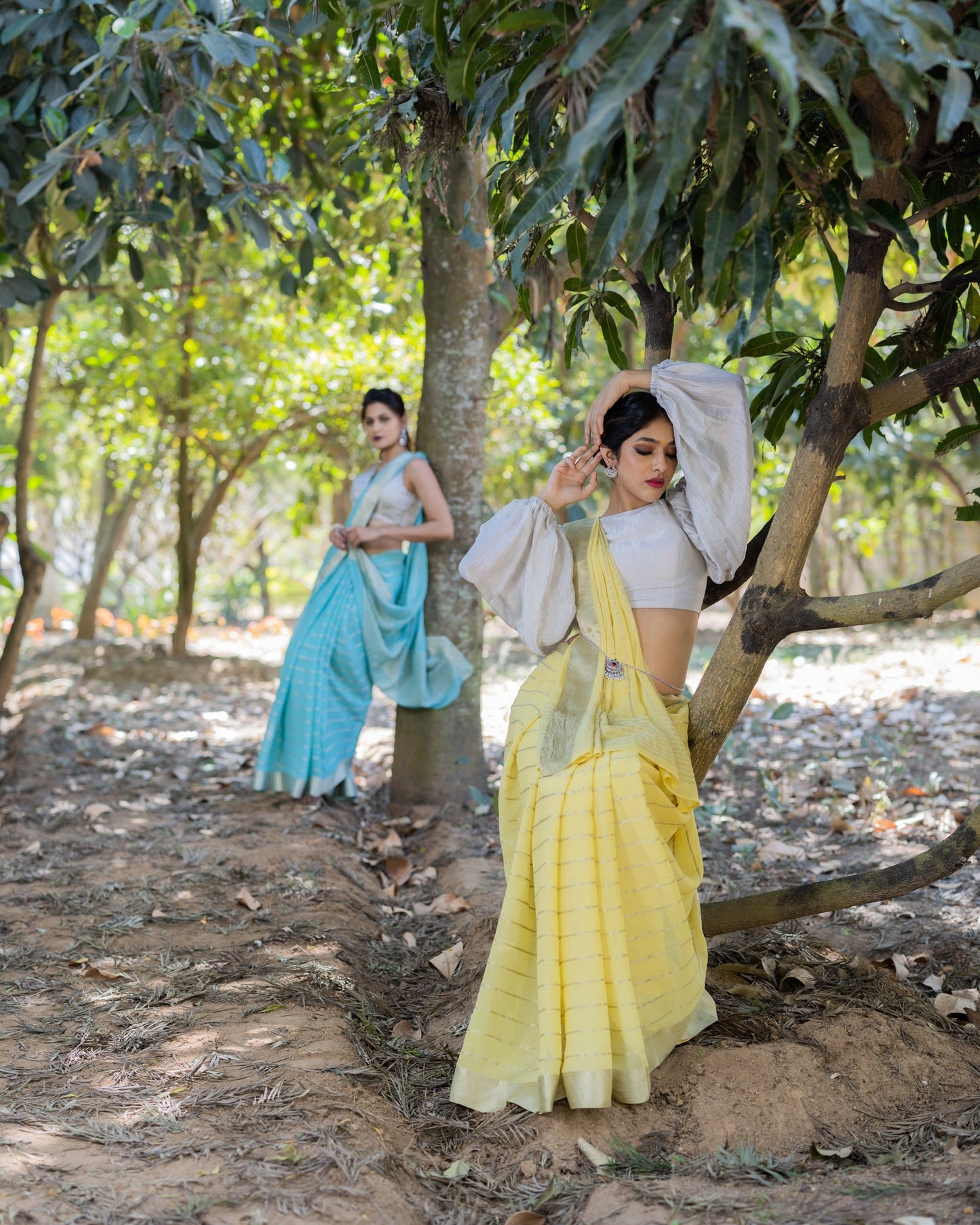 Yellow Georgette Silk Saree