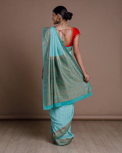 Blue Banarasi Khadi Georgette Silk Saree