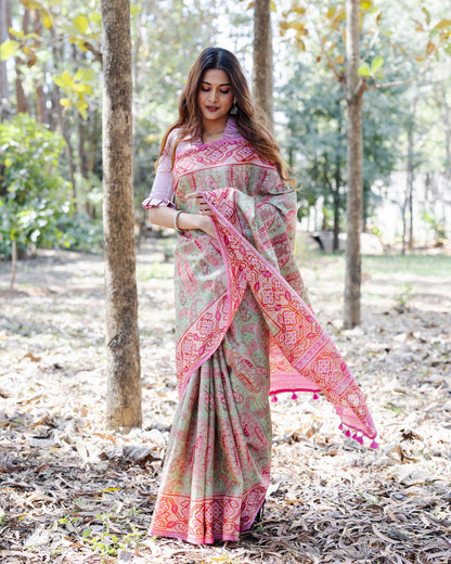 Green Tussar Silk Saree