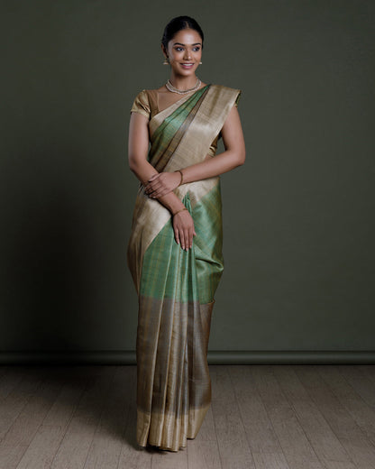 Green Tussar Handloom Silk Saree