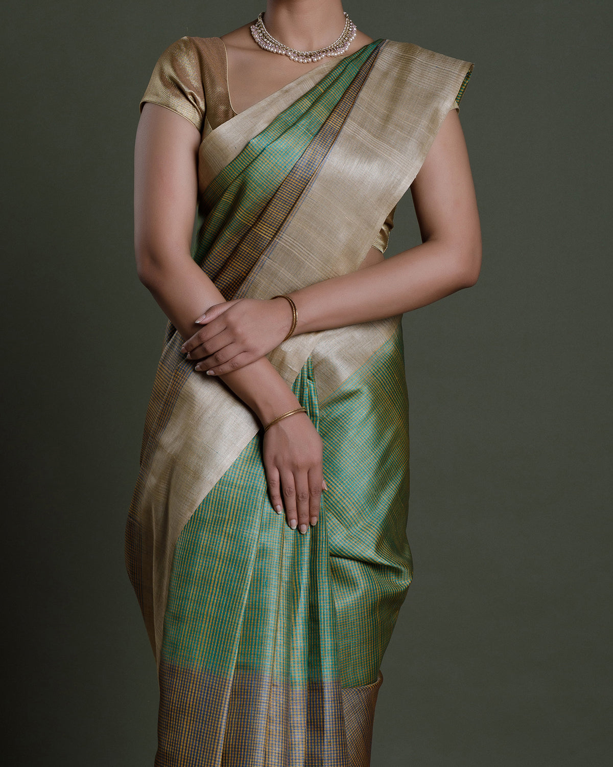 Green Tussar Handloom Silk Saree