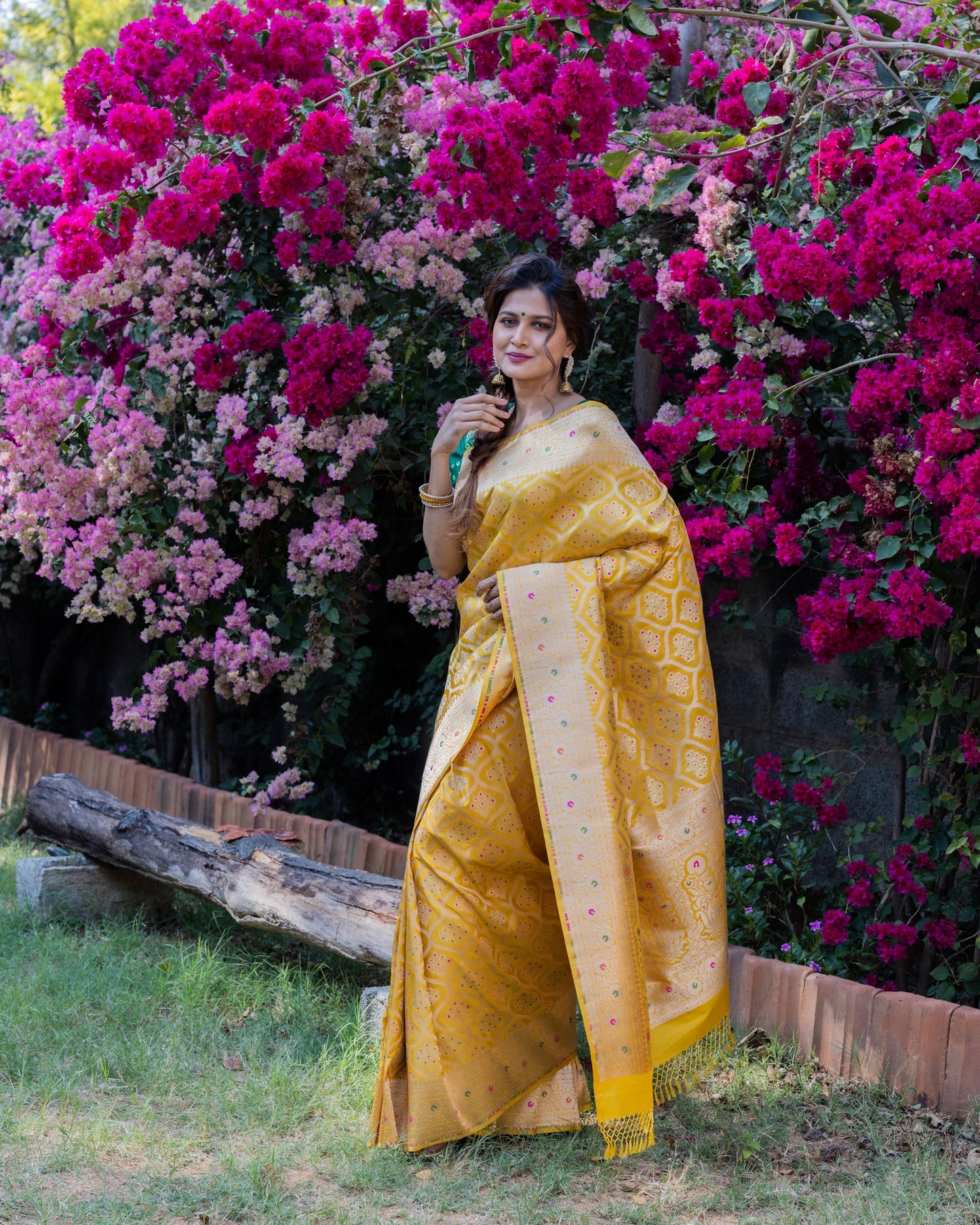 Yellow Banarasi Handloom Silk Saree