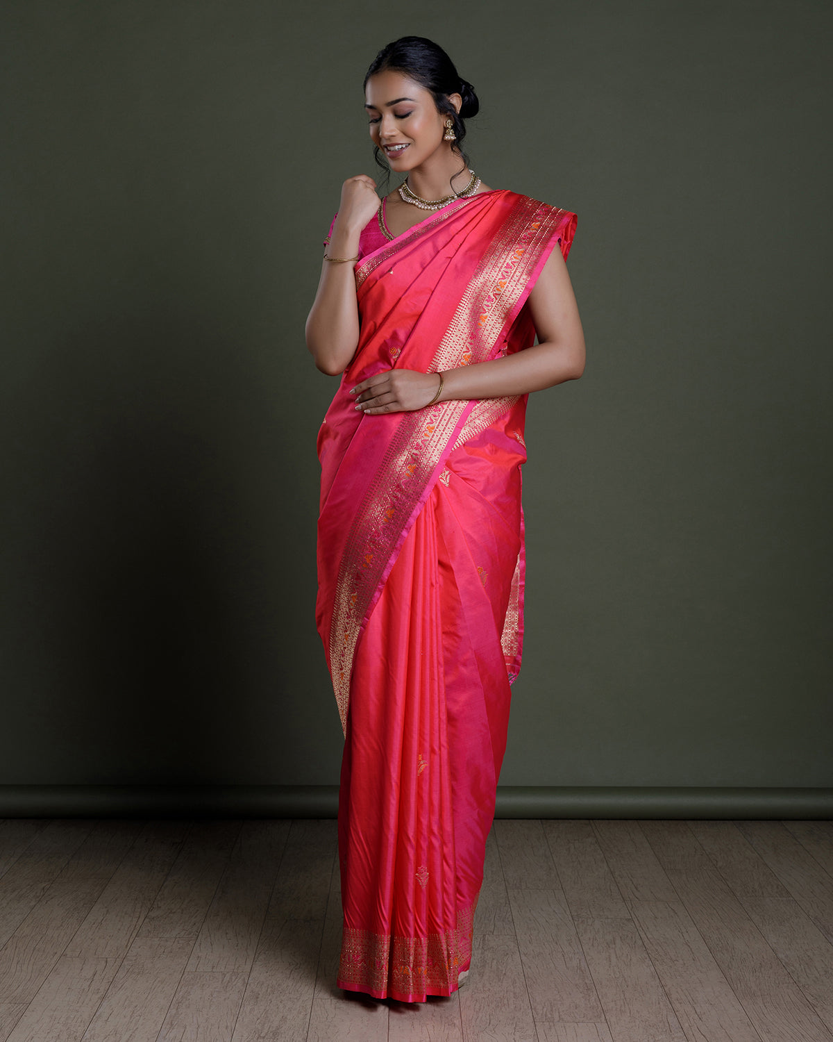 Pink Banaras Handloom Silk Saree