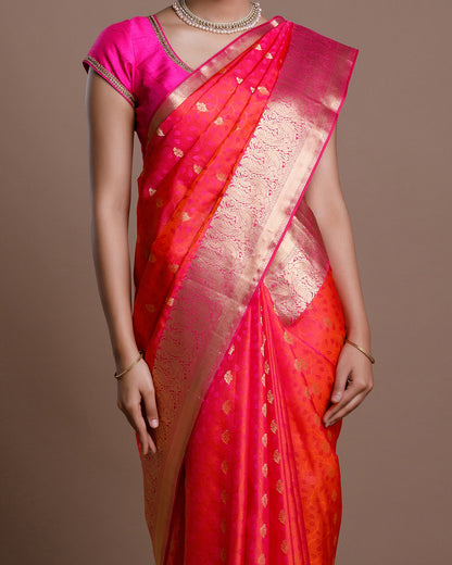 Pink Jaquard Silk Saree