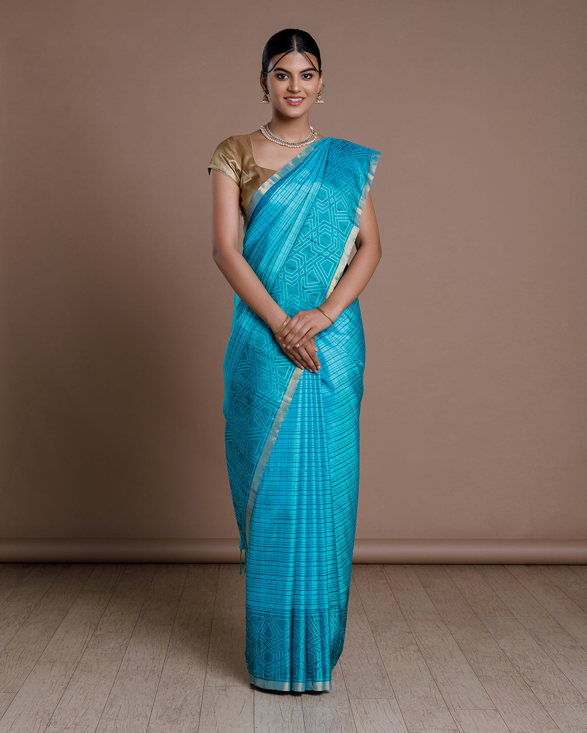 Blue Resham Work Handloom Silk Saree