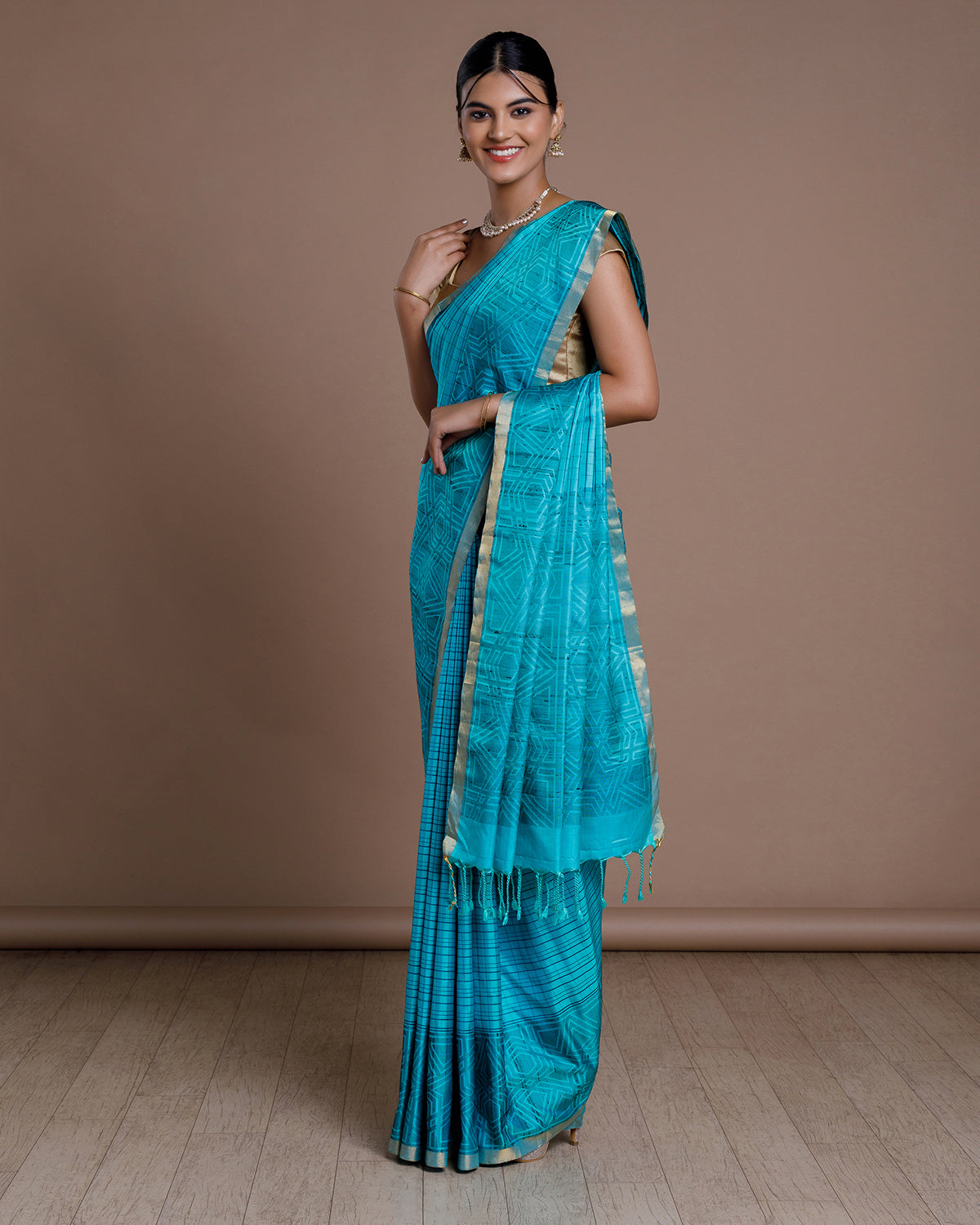 Blue Resham Work Handloom Silk Saree