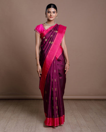 Purple Kanchivaram Handloom Silk Saree