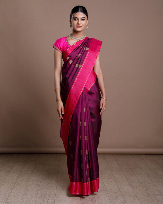 Purple Kanchivaram Handloom Silk Saree