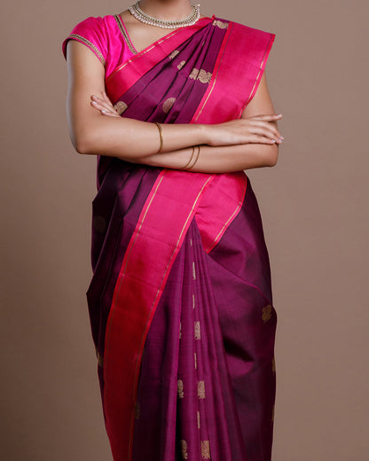 Purple Kanchivaram Handloom Silk Saree