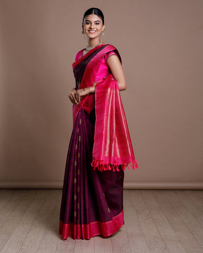 Purple Kanchivaram Handloom Silk Saree