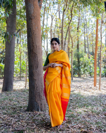 Yellow Kanchivaram Handloom Silk Saree