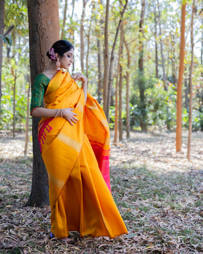 Yellow Kanchivaram Handloom Silk Saree