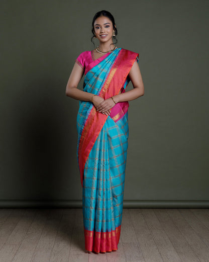 Blue Kanchivaram Handloom Silk Saree