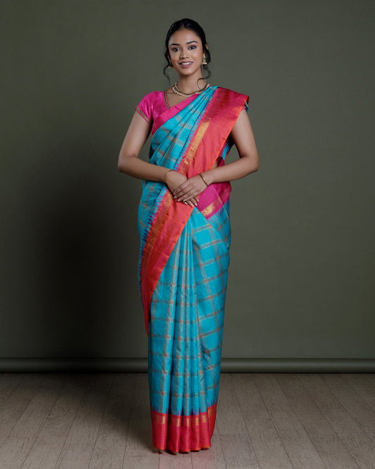 Blue Kanchivaram Handloom Silk Saree