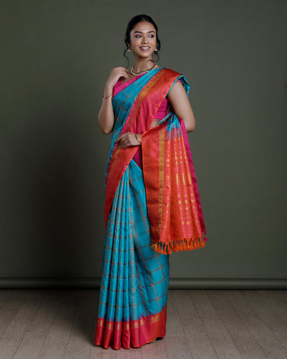 Blue Kanchivaram Handloom Silk Saree
